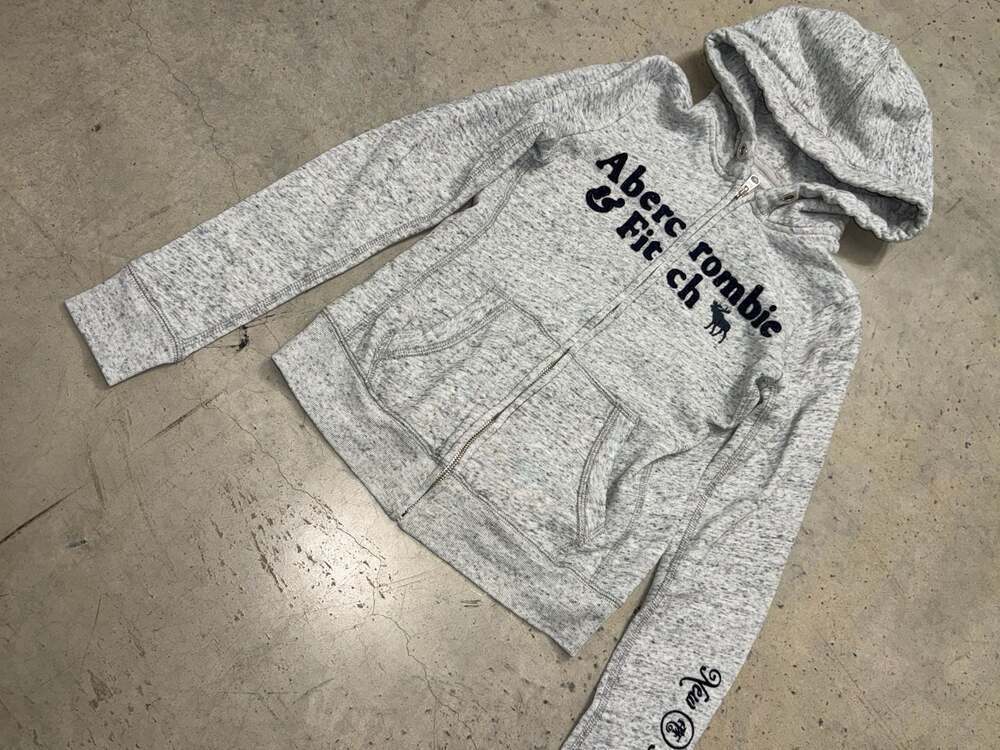 Abercrombie & Fitch Gray Heathered Logo Zip-up Hoodie and Sweatpants Set XS